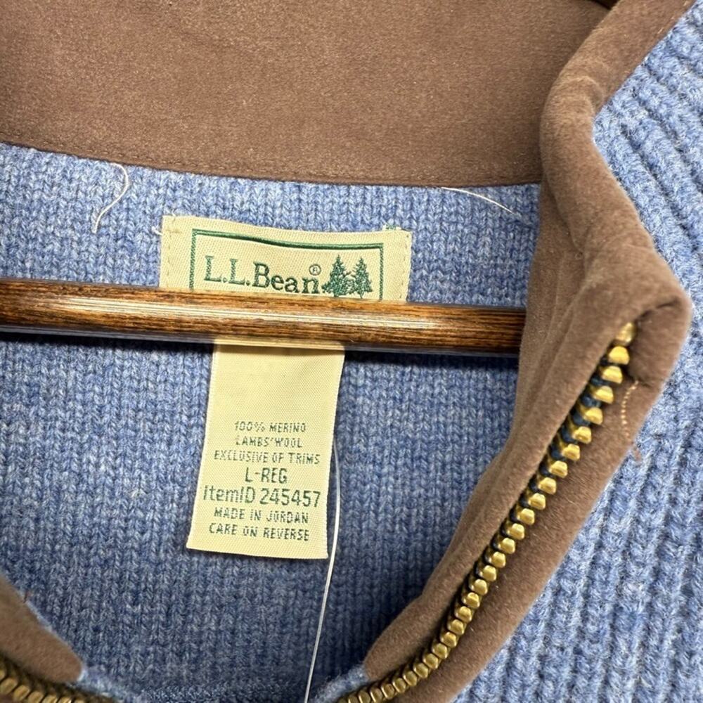 LL Bean Sweater Vest Men's Large Blue Waterfowl Merino Wool Full Zip Knit NEW - Picture 6 of 8
